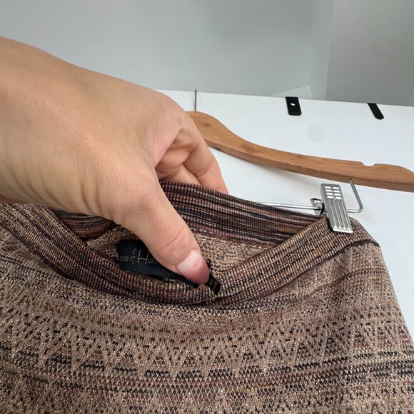 House of Harlow 1960 Metallic Jacquard Knit Pencil Skirt – Brown/Gold – Large - Picture 4 of 4